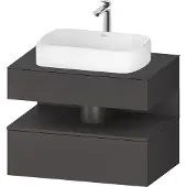 Duravit Qatego Konsolenwaschtischunterbau, 1 Auszug, 1 Schubkasten, Ausschnitt mittig, 800x550x600mm, Nische Graphit Matt, QA4730049490010