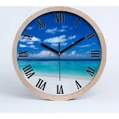 Tulup Holzuhr 20fi cm wanduhr - schwarze Spitzen - tropischer Strand