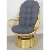 Rattani Rattan Drehsessel, Drehwippsessel Linda honig inkl. hochwertigen Polster anthrazit