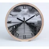 Tulup Holzuhr 20fi cm wanduhr - schwarze Spitzen - Leuchtturm