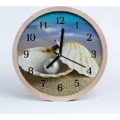 Tulup Holzuhr 30fi cm wanduhr - Natur-Perlen-Shells