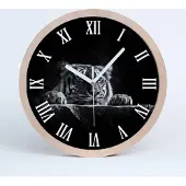 Tulup Holzuhr 30fi cm wanduhr - weiße Spitzen - Tiger
