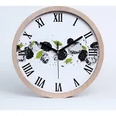 Tulup Holzuhr 20fi cm wanduhr - schwarze Spitzen - Kirschen und Wasser