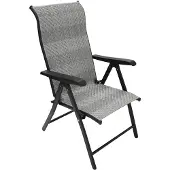 Degamo Klappsessel ANTIBES Hochlehner Metall schwarz + Polyrattan grau, klappbar