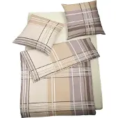 Bettwaren-Shop Feinbiber Bettwäsche Streifen beige 155x220 cm + 80x80 cm