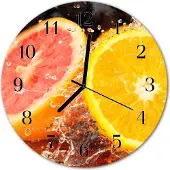 Tulup Glasuhr Wanduhr Küchenuhr Echt-Glas 30fi cm Früchte orange