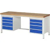 RAU Werkbank höhenverstellbar 8181A1, B2000xT700xH840-1040mm, 8x Schublade-TA