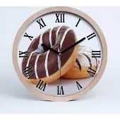 Tulup Holzuhr 20fi cm wanduhr - schwarze Spitzen - Donuts mit Schokolade
