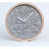 Tulup Holzuhr 30fi cm wanduhr - weiße Spitzen - Steinwand