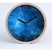 Tulup Holzuhr 30fi cm wanduhr - schwarze Spitzen - blaue Linien