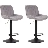 CLP 2er Set Barhocker Lentini Samt schwarz grau