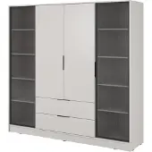 Masseno Drehtürenschrank CATERINA 206 cm Kleiderschrank Schlafzimmer Schrank 4-türig Kaschmir