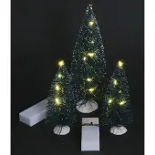 Koopman 3er Set künstliche Dekotanne mit warmweiß LED Lichterketten Weihnachtsdeko Tanne