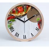 Tulup Holzuhr 30fi cm wanduhr - schwarze Spitzen - Pizza
