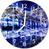 Tulup Glasuhr Wanduhr Küchenuhr Echt-Glas 30fi cm Gläser blau