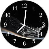 Tulup Glasuhr Wanduhr Küchenuhr Echt-Glas 30fi cm Wasser schwarz