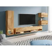 Mirjan 24 Wohnwand Amadeo, Stilvoll Wohnzimmer-Set, TV-Schrank, Mediawand (Wotan, ohne Beleuchtung)
