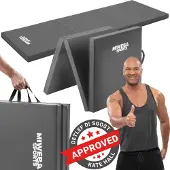 Miweba Gymnastikmatte GM100 | Faltbar - Rutschfest - Trainingsmatte - Fitnessmatte für zuhause - Sport Turn Matte - Tragegriffe (Grau)