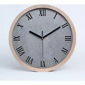 Tulup Holzuhr 25fi cm wanduhr - schwarze Spitzen - graue Wand