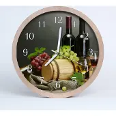 Tulup Holzuhr 30fi cm wanduhr - Trauben für den Wein