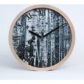 Tulup Holzuhr 30fi cm wanduhr - schwarze Spitzen - Birke