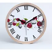 Tulup Holzuhr 20fi cm wanduhr - schwarze Spitzen - Himbeeren und Wasser