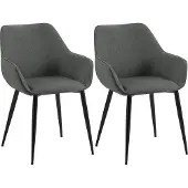 CLP 2er Set Esszimmerstuhl Luena mit Rückenlehne gepolstert bis 150 kg belastbar dunkelgrau Material Stoff