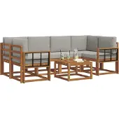 vidaXL Outdoor-Sofagarnitur 7 stk. Natürlich und Hellgrau