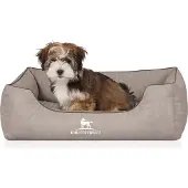Knuffelwuff Orthopädisches Hundebett Tampa aus laser-gestepptem Kunstleder M-L 85 x 63cm Grau