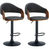 CLP 2er Set Barhocker Nilse Kunstleder schwarz walnuss/schwarz