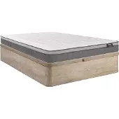 Vente-unique Set aus Bettgestell + Matratze - 160 x 200 cm - Hybridmatratze - 7-Zonen-Taschenfederkern & Memory Schaum - Stärke 30 cm - Holzfarben hell - ASGARD von YSMÉE