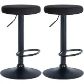 CLP 2er Set Barhocker Ponte Samt höhenverstellbar und drehbar | Farbe schwarz Material Gestell Metall matt schwarz