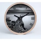 Tulup Holzuhr 25fi cm wanduhr - schwarze Spitzen - Steiniger Strand