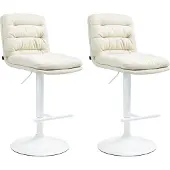 CLP 2er Set Barhocker Damar Stoff weiß - creme