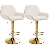 CLP 2er Set Barhocker Braga Gold Samt creme