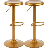 CLP Barhocker 2er Set Barstuhl Williston höhenverstellbar mit Fußablage und drehbar | Farbe gold