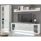 IMV Wohnwand "Ladis" in weiß Hochglanz Schrankwand 298 x 198 cm