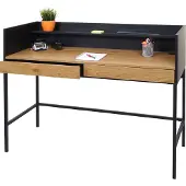 Mendler Schreibtisch MCW-J79, Bürotisch Computertisch Arbeitstisch, Schublade 120x50cm Holz Metall Eiche-Optik