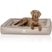 Knuffelwuff Orthopädisches Hundebett aus Laser gestepptem Kunstleder Montego 105 x 80cm Grau