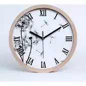 Tulup Holzuhr 25fi cm wanduhr - schwarze Spitzen - Löwenzahn