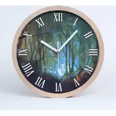 Tulup Holzuhr 25fi cm wanduhr - weiße Spitzen - mystischer Wald