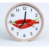 Tulup Holzuhr 20fi cm wanduhr - Chilischoten