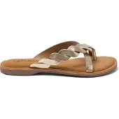 Lazamani Pantoletten Damen Gold Leder