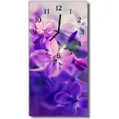 Tulup Glasuhr Wanduhr Küchenuhr Echt-Glas 30x60 Blumen Lila