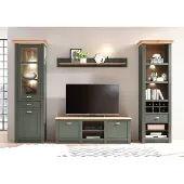 IMV Wohnwand Cambridge 288cm grün wotan eiche Anbauwand Wohnzimmer Schrankwand