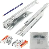 Vasalat Blum Tandem Teilauszug Set, Schubladenauszug 350mm Blumotion mit praktischer Blum Kupplung, Schubladenführung Tragkraft 30kg - 1 Paar Schubladenschienen mit Kupplung