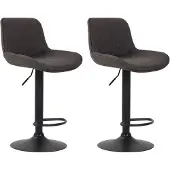 CLP 2er Set Barhocker Lentini Stoff schwarz dunkelgrau