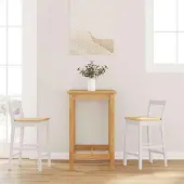 vidaXL Möbel Barhocker 2 Stk. Weiß Massivholz Gummibaum - Barhocker CC4493