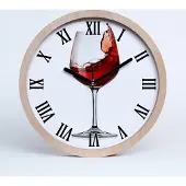 Tulup Holzuhr 25fi cm wanduhr - schwarze Spitzen - Rotwein