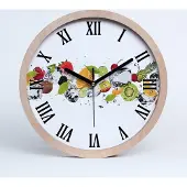Tulup Holzuhr 30fi cm wanduhr - schwarze Spitzen - Obst und Wasser